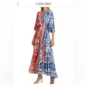 Farm Rio Pineapple Garden Two-Toned Wrap Dress
